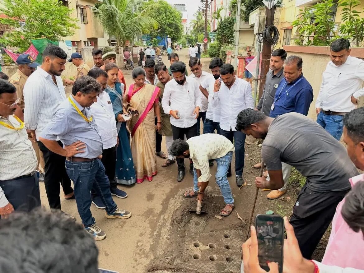 भुयारी गटार कामाची पाहणी